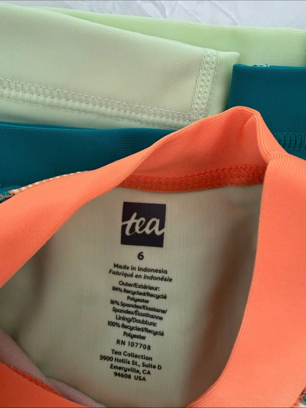 NWT Tea Collection Long Sleeve Rash Guard in Lime Ice Size 6 Kids